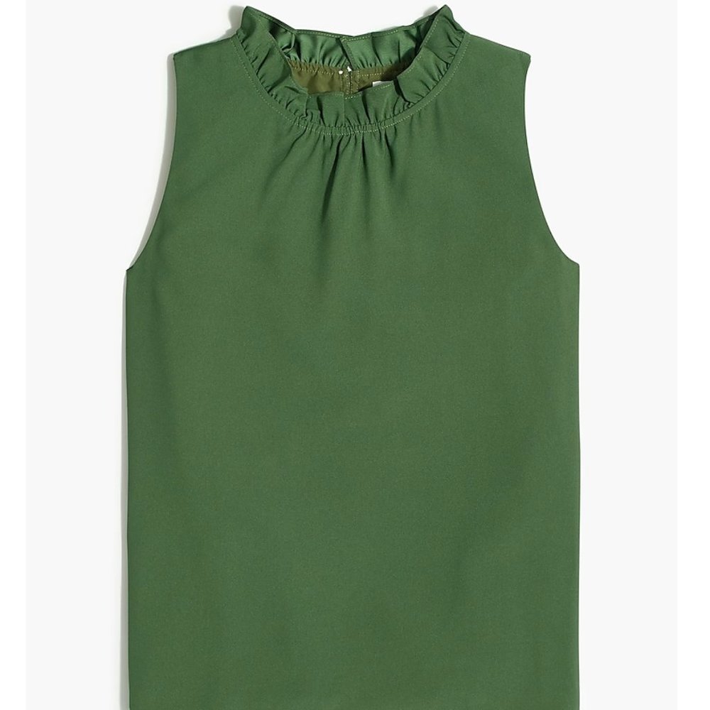 J Crew Ruffleneck Tank Top - M - Green